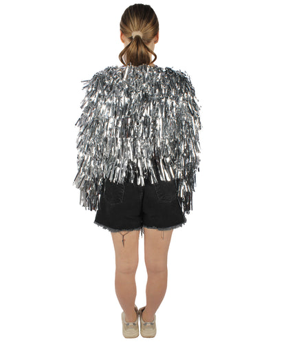 HPO  Women's Tinsel Sparkly Silver Jacket, Perfect for Halloween