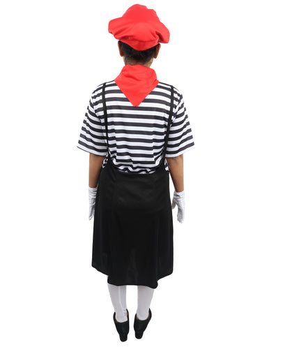 HPO Women for French Artist Costume | Black Dress, Scarf, Cap, and Hand Gloves | Outfit for Halloween, Parties, Stage & Cosplay