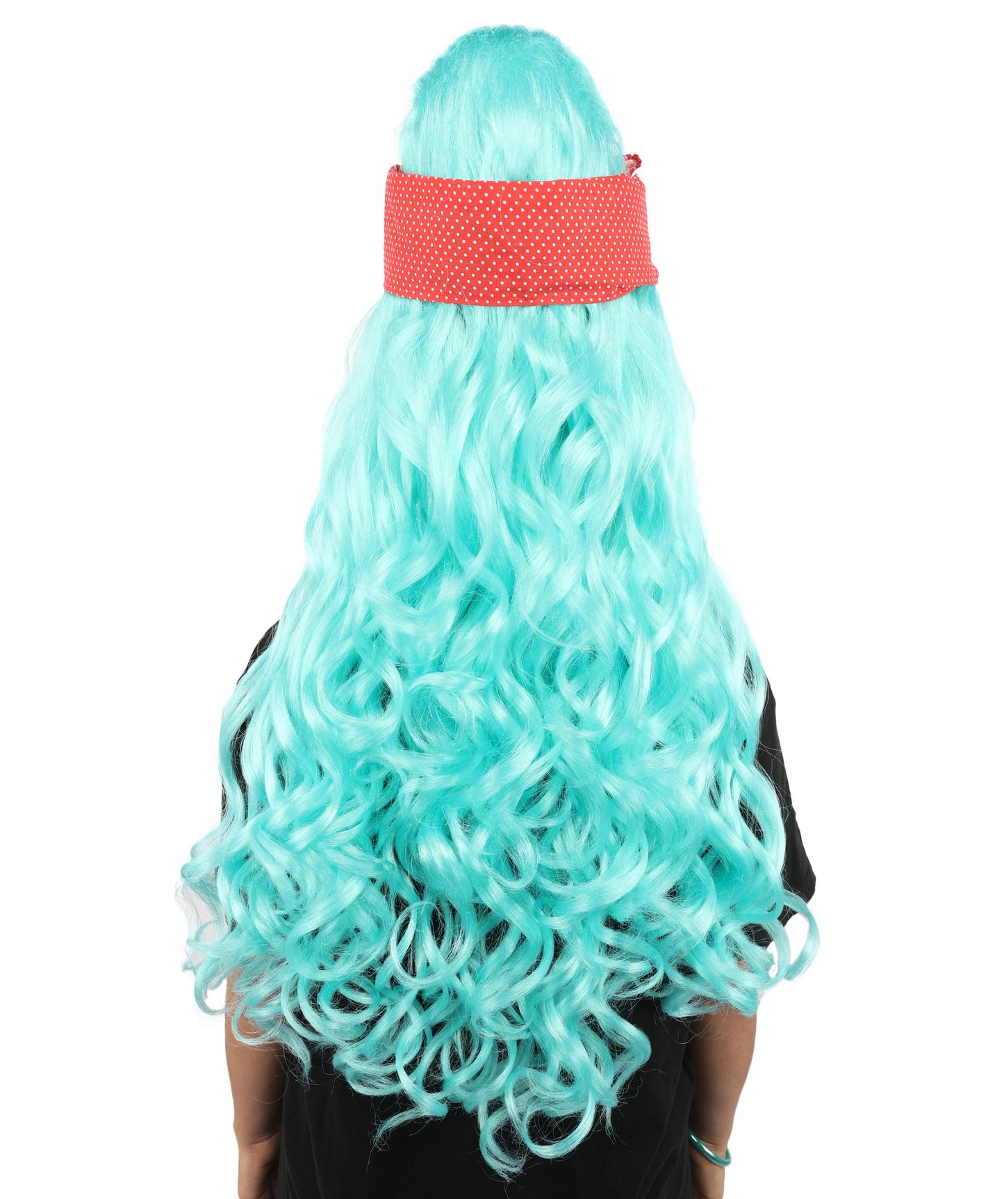 HPO Women’s Retro Beehive Wig with Red Bow | Multicolor Options | Extra Long Wavy Fancy Dress Accessory | Fancy Dress Accessory | Celebrity-Inspired Hair for Halloween, Cosplay & Music Tribute Parties