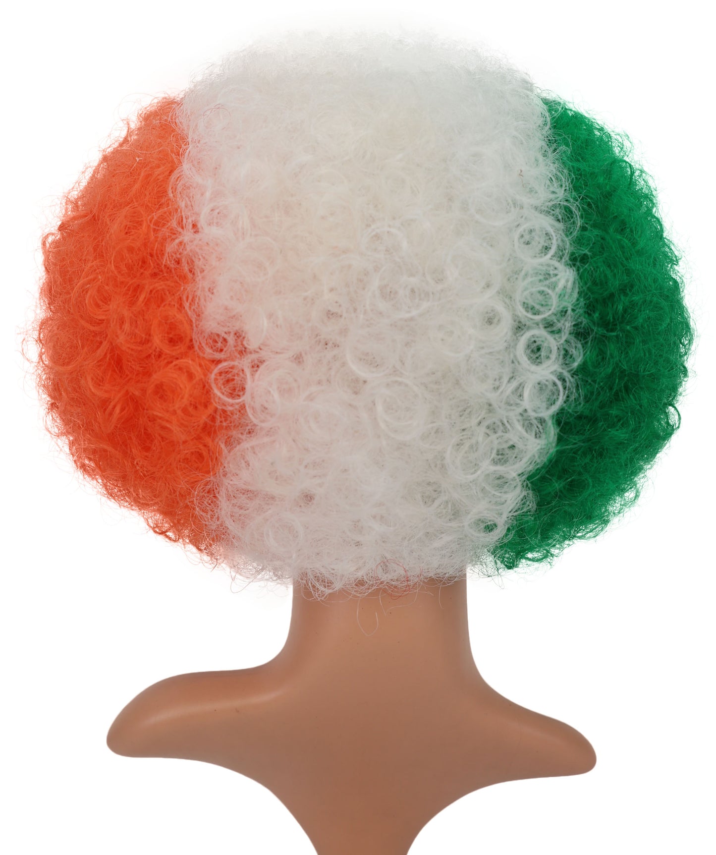 HPO Unisex Ireland Clown Wig – Green, White, and Orange Afro Flag Wig | Fun Sports Fan Wig for Matches, National Celebrations & Themed Parties "