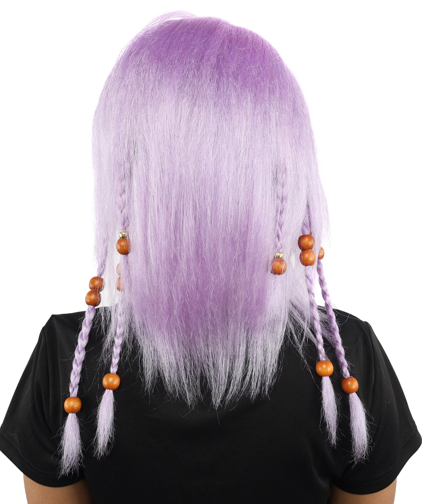 HPO Adult Women's Long Tribal Braided Wig | Multiple Color Options | Dark Shaggy Bob with Beaded Strands, Synthetic Fiber & Breathable Cap | Halloween, Sci-Fi Roleplay, Fantasy Costume