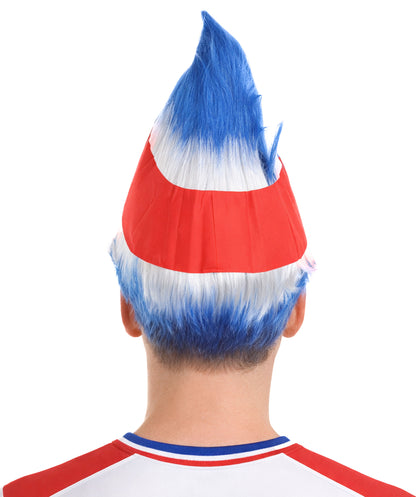 Costa Rica Flag Sport Troll Wig | Fancy  Halloween Wigs | Premium Breathable Capless Cap
