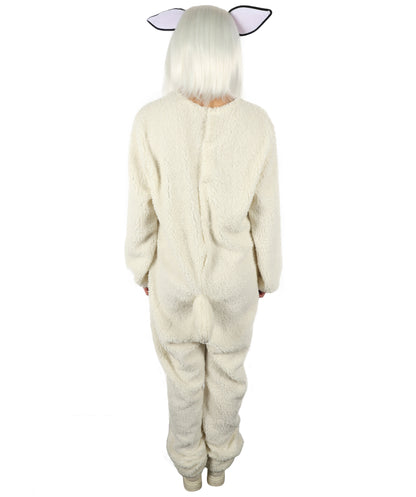 HPO Unisex White Long Lamb Wig and Costume | Suitable for Halloween | Flame-retardant Synthetic Fabric