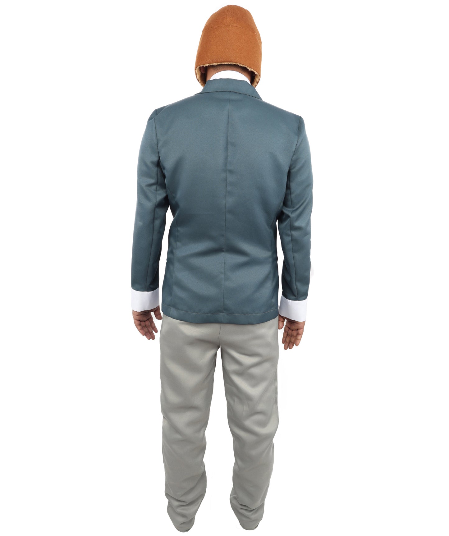 HPO Unisex Vintage Aviator Costume – Blue Blazer with Grey Pant, Mock Shirt Front, Bow Tie, Scarf & Trousers | Party Suit for Visual Scenes