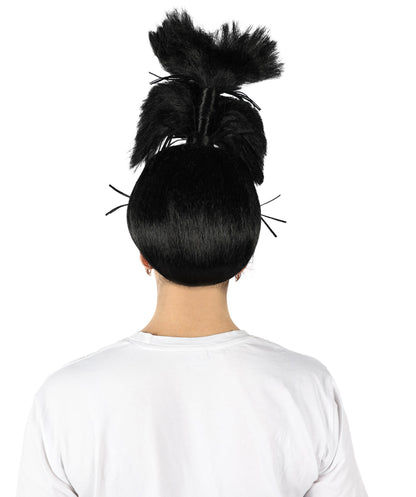 HPO Women's Black High Ponytail Wig I Perfect for Halloween Party I Flame-retardant Synthetic Fiber