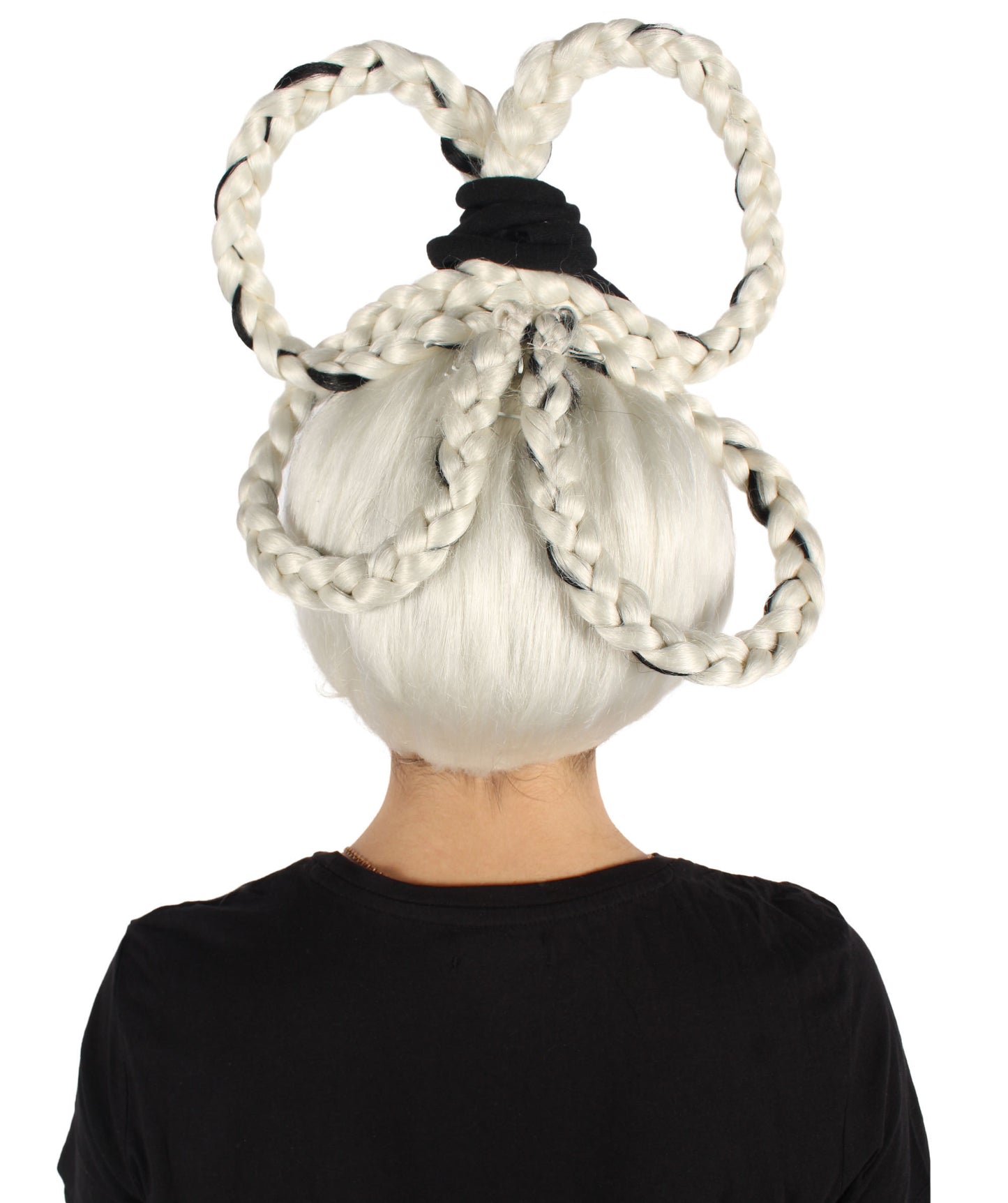 HPO Women's White & Black Spider Shaped American Drag Queen Wig | Perfect for Halloween | Flame-retardant Synthetic Fiber