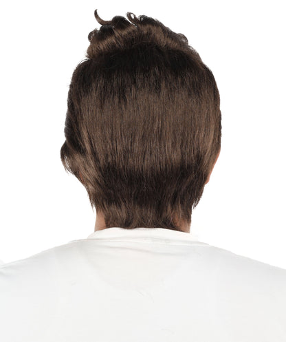 HPO Men’s Dark Brown Wig | Messy, Textured Look for Casual, Fun Styles | Ideal for Halloween, Cosplay and Themed Parties