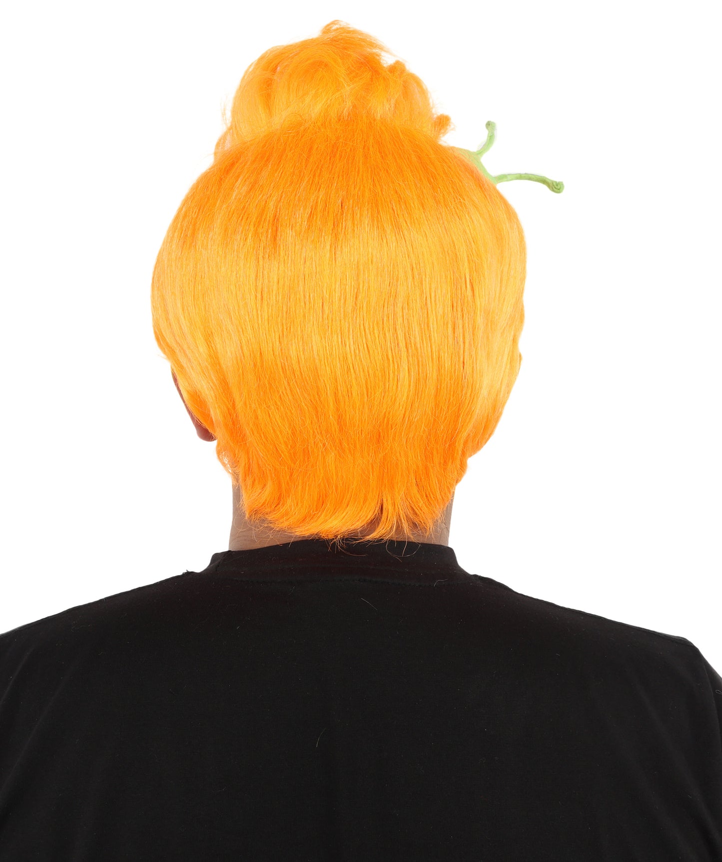 HPO Men's Brain Slug Orange Wig | Medium Spiked Synthetic Hair with Attached Green Alien Plush and Messy Texture | Sci-Fi Cosplay, Halloween, Cartoon Theme Party, and Funny Costume Accessories