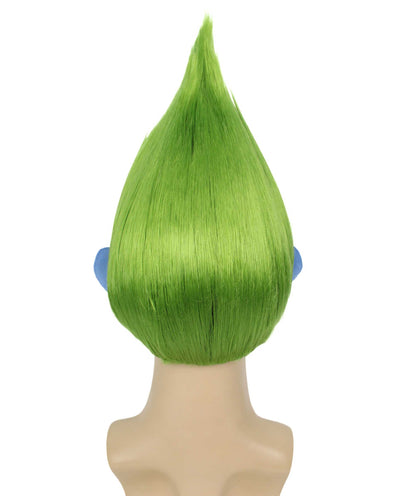 HPO Men's Pointy Diamond Guy Troll Wig with Blue Ears,Multiple Color,Flame-Retardant Synthetic Fiber