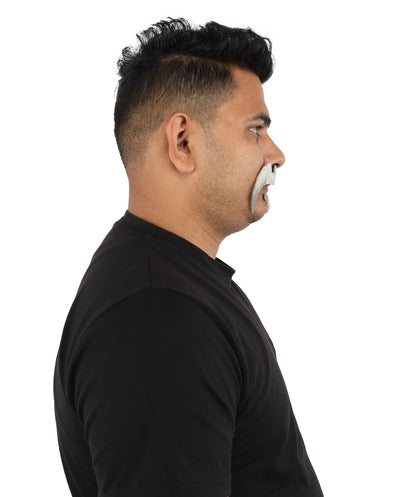 HPO Adult Men’s Bold Horseshoe Mustache with Chin Beard Set – Multiple Color Options - Flame-retardant Synthetic Fiber Fake Facial Hair | Ideal for Halloween Parties, Cowboy, Police Roleplay and Themed Events