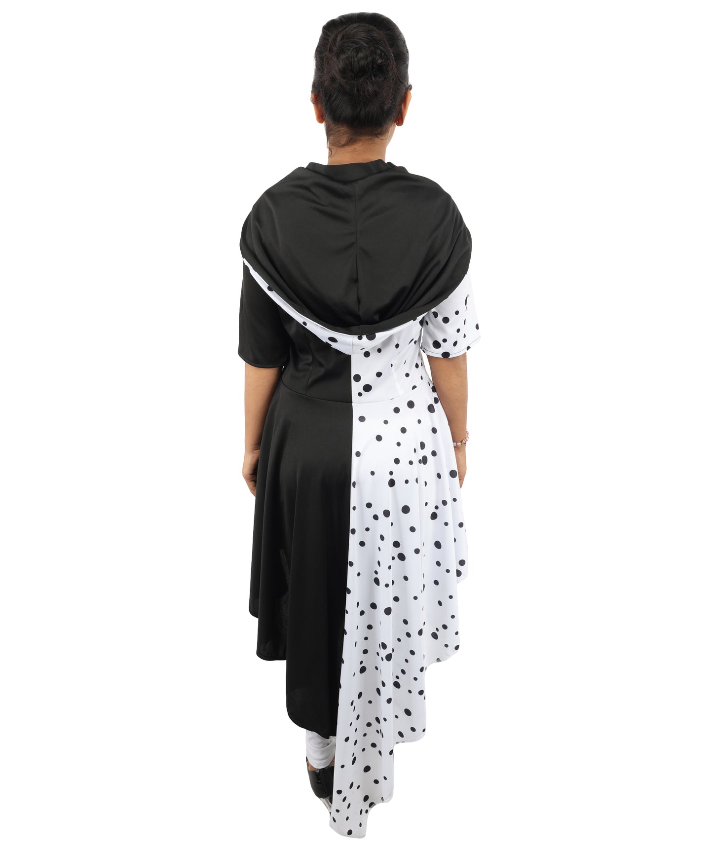 Black & White Costume Dress with Matching Gloves | Retro Party Outfit for Halloween, Cosplay, Carnival, Stage & Themed Events