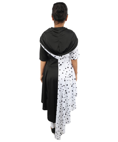 Black & White Costume Dress with Matching Gloves | Retro Party Outfit for Halloween, Cosplay, Carnival, Stage & Themed Events
