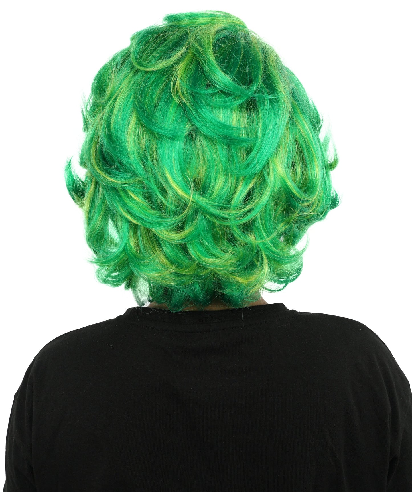 Women’s Pop Diva Inspired Wig | Voluminous Curly Bob in Bold Yellow & Green | Synthetic  Hair for Cosplay, Halloween, Stage & Fashion Events