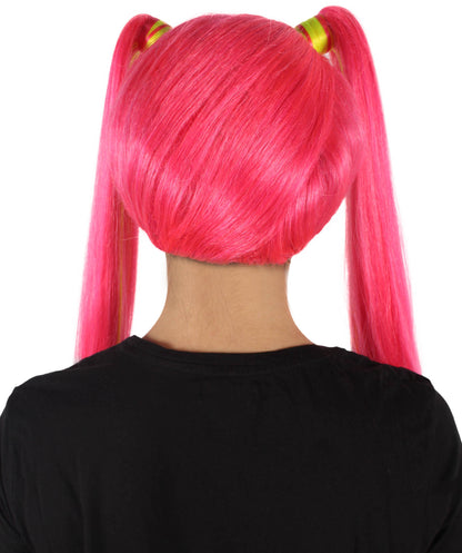 HPO Women's Long Red Pigtail Wig | Perfect for Halloween | Flame-retardant Synthetic Fiber