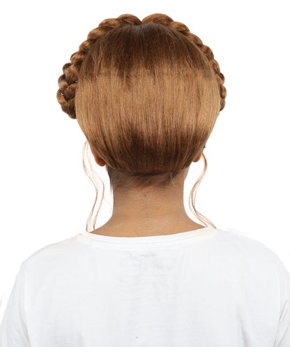HPO Women's Victorian-Inspired Curly Brown Wig | Long Voluminous Curls with Soft Bangs | Cosplay, Halloween, Parties, Stage & Roleplay