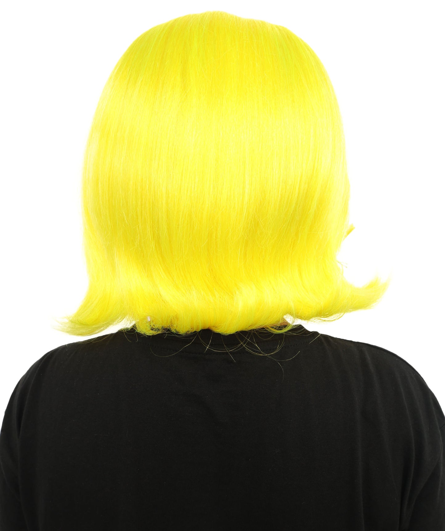 HPO Women's Wavy Bright Yellow Wig | Vibrant Synthetic Medium Hairstyle for Cosplay, Festivals, Stage Shows,  Parties & Photoshoots