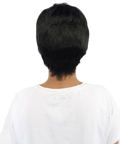 HPO Women’s Short Black Wig | 10 Inch, Sleek and Smooth Bob Hairpiece | Ideal for Cosplay, Costume, and Themed Events