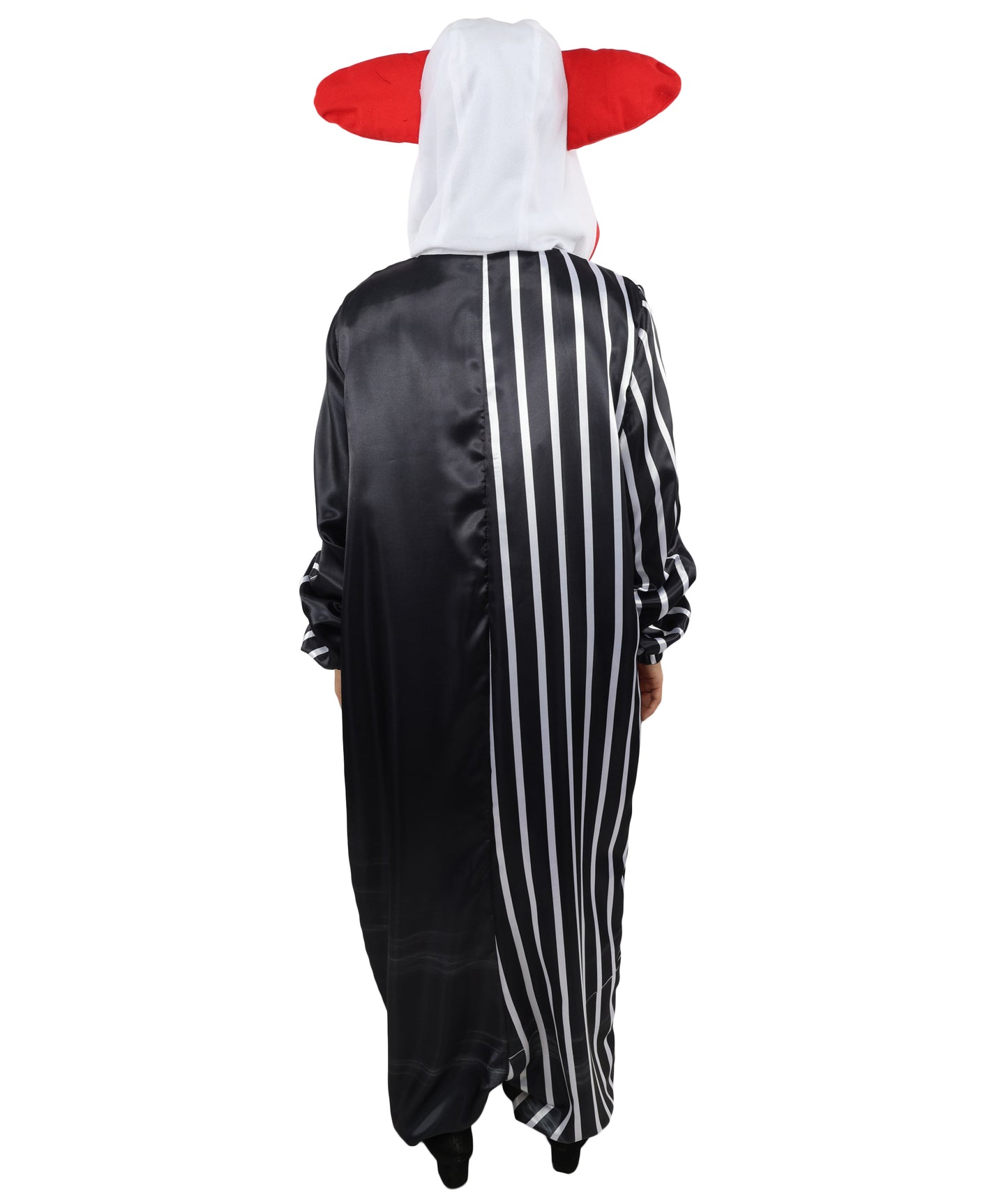 HPO Women's Classic Clown Style Costume – Multicolor & Striped Full Body Jumpsuit | Halloween Theme, Party Outfit & Cosplay Wear