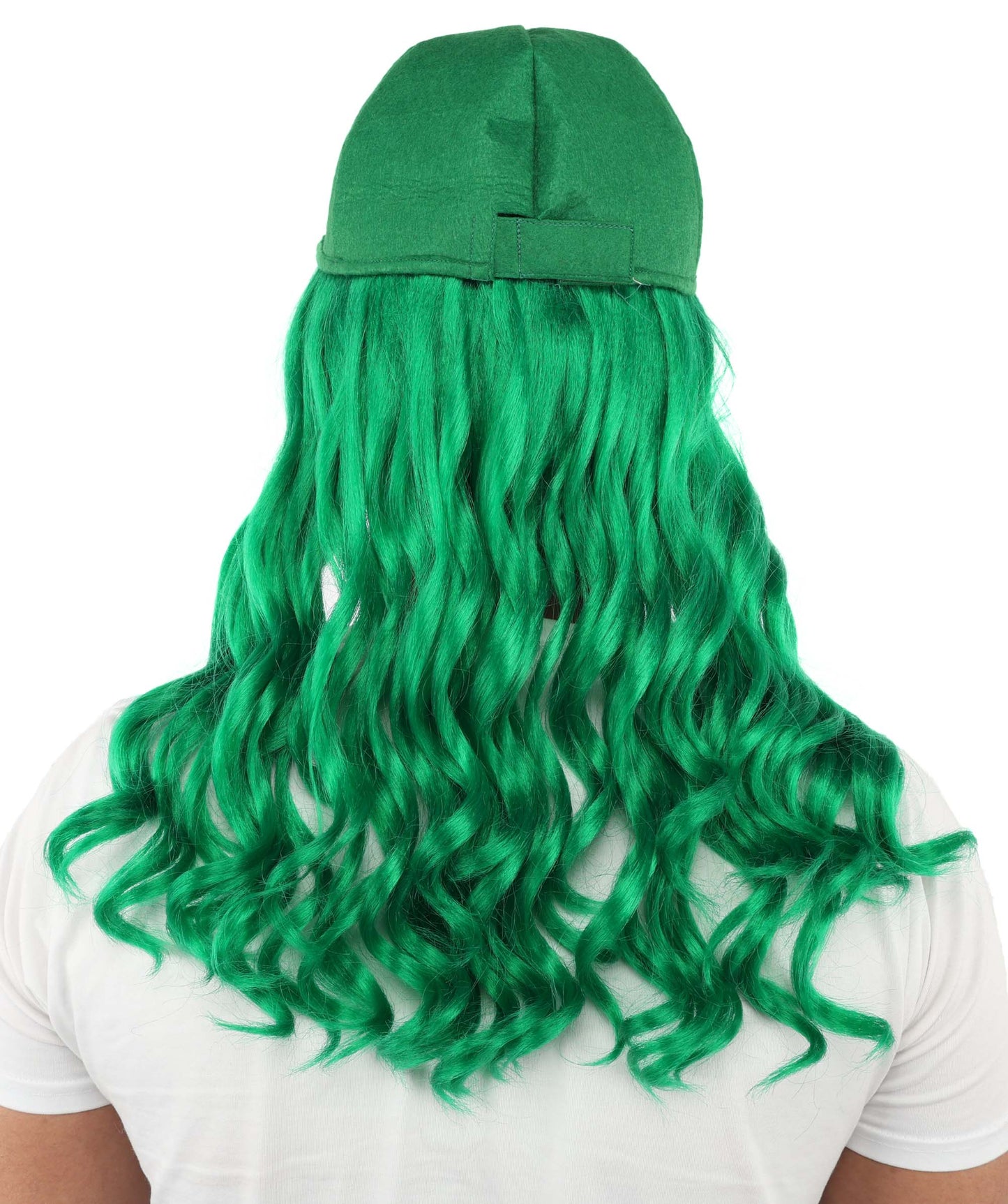Green Mullet Hair Hat Wig & Mustache Set for Men | Synthetic Retro Punk Hairstyle | Wigs for Cosplay, Halloween, Parties & Roleplay