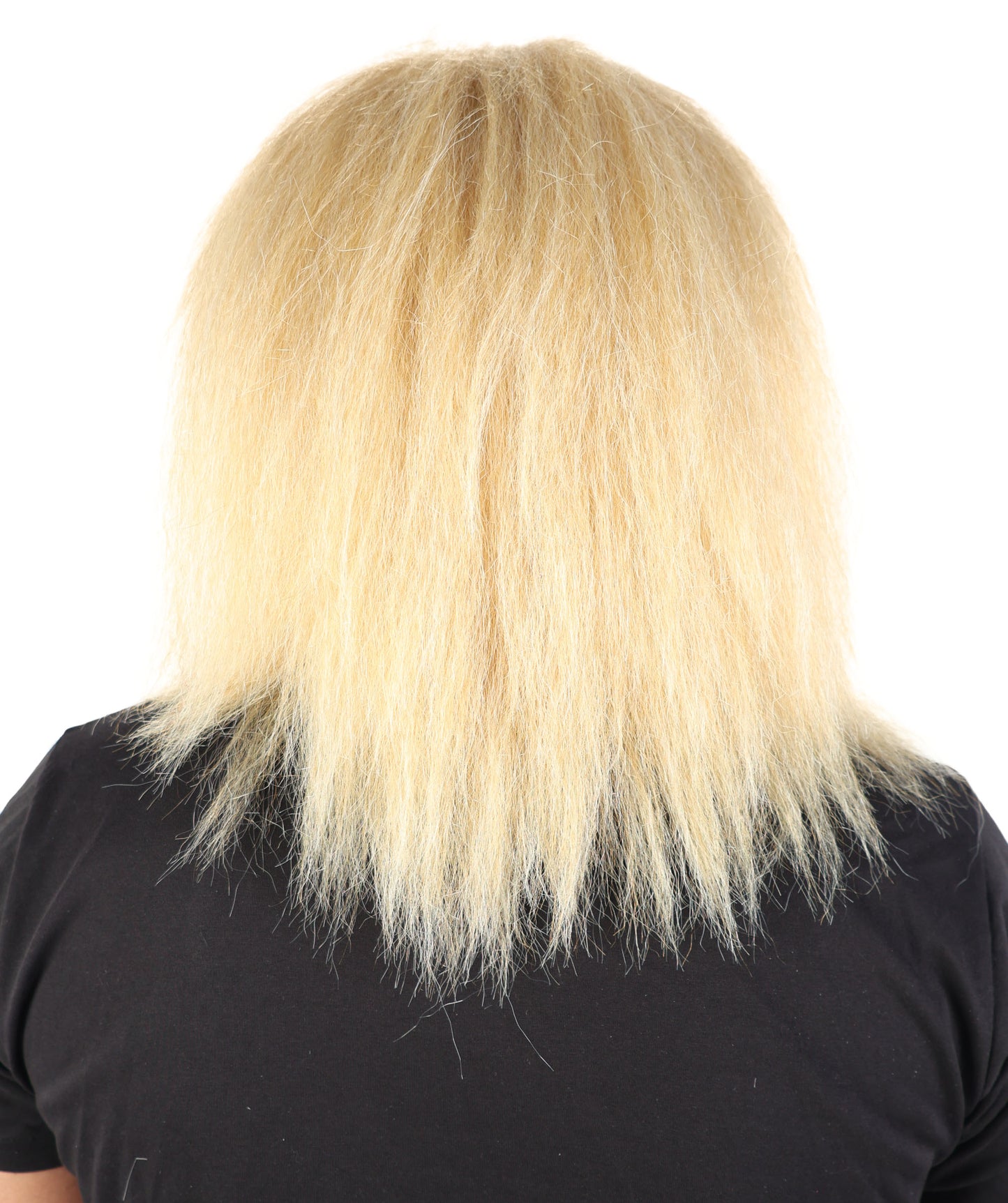 HPO Men’s Straight Blonde Rocker Wig | 80s Style Shoulder Length Hair with Bangs | Breathable Capless Cap for Cosplay, Costumes & Theme Parties