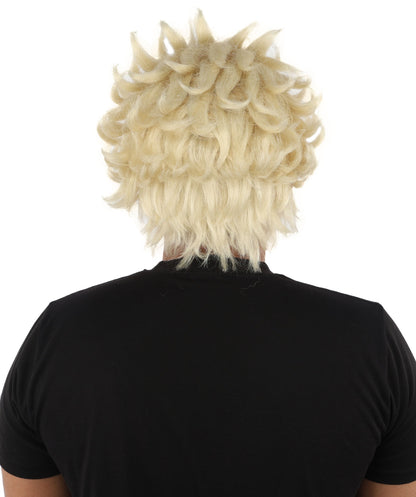 HPO Adult & Teen Men’s 11-Inch Spiky Wig with Beard Set | Multiple Color Options, Ideal for Cosplay, and Themed Events | Bold Style for Fun and Creative Looks