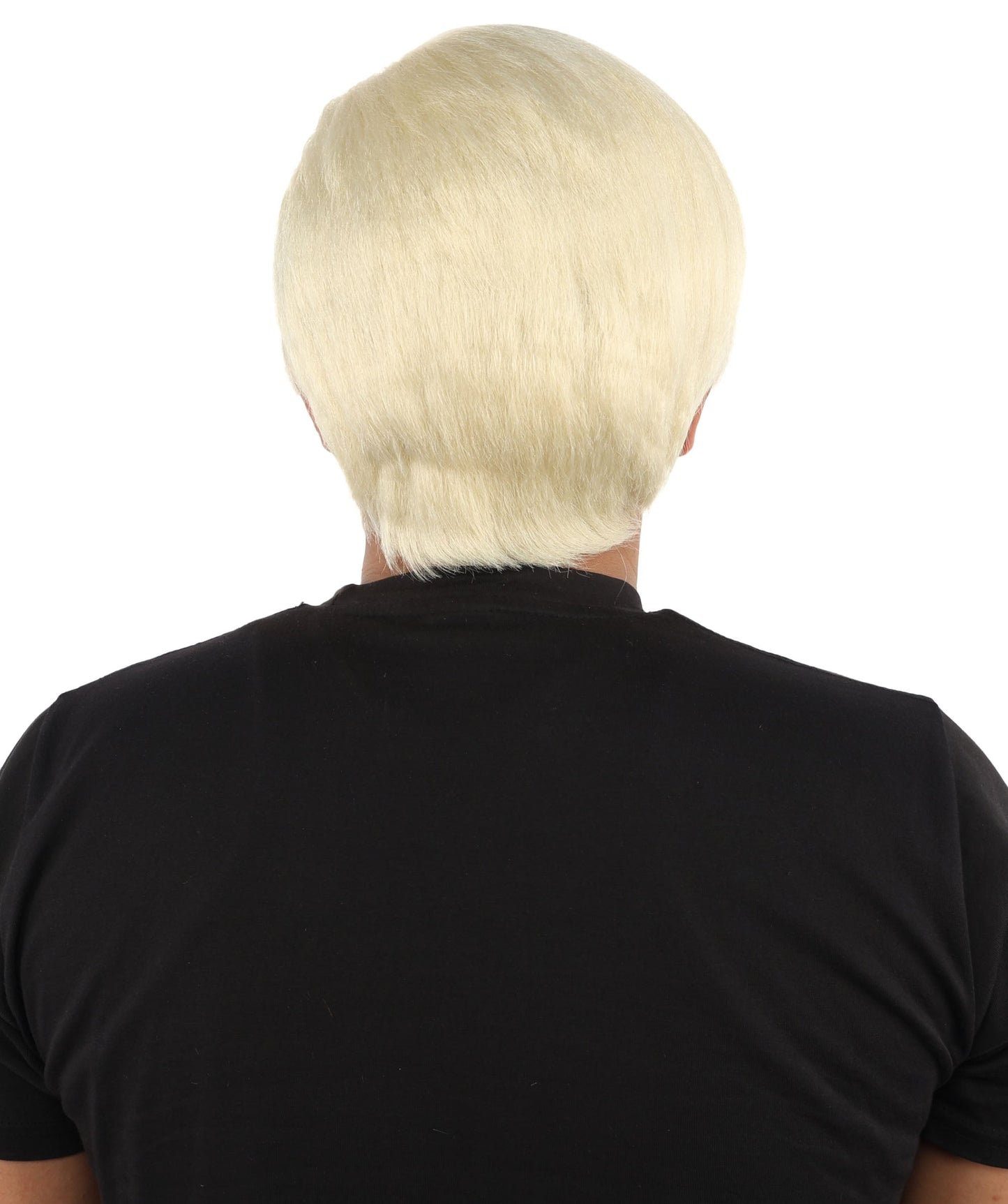 HPO Adult Men's Short Black Side Swept Wig | Thick Layered Bangs with Natural Texture,  Adjustable Cap | Halloween, Themed Party, Stage Performance & Roleplay