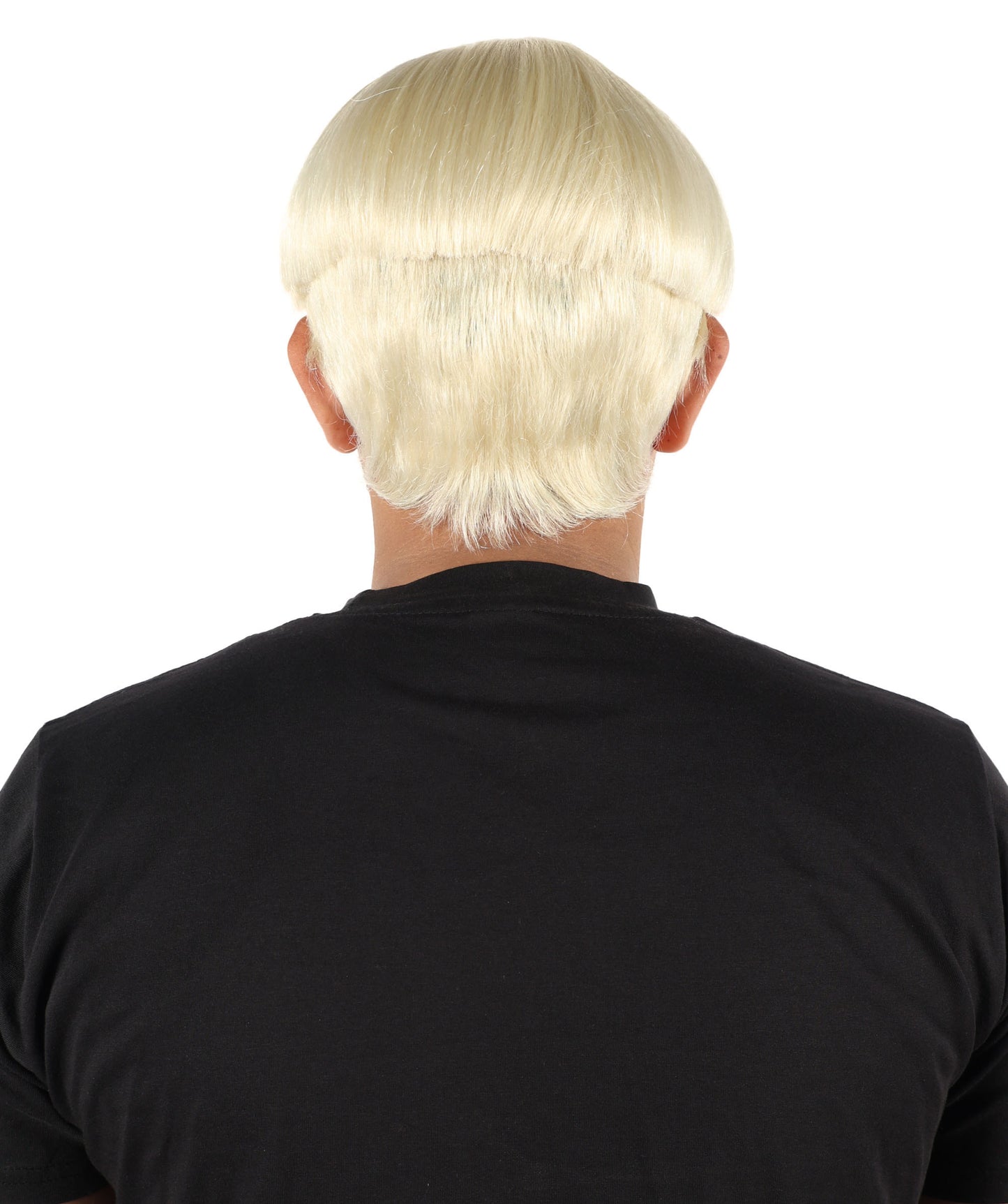 HPO Men's 9" Inch Short Length Halloween Classic Moe Retro Bowl Cut Costume Wig, Multiple Color Synthetic Soft Fiber Hair, Perfect for your next Festival