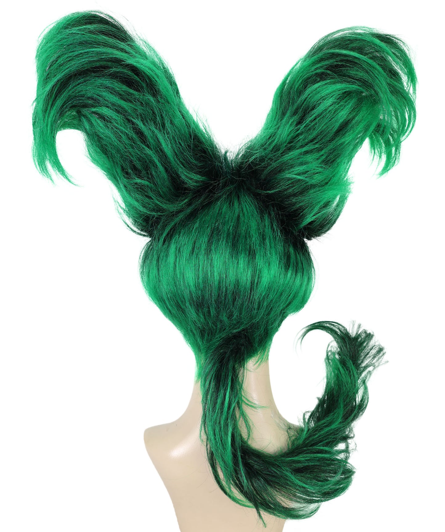 HPO Women’s Artistic Hair Sculpture Black& Green Mixed Wig | Creative Shaped Hairstyle | Synthetic Fiber Hairpiece with Adjustable Cap for Cosplay, Parties & Stage