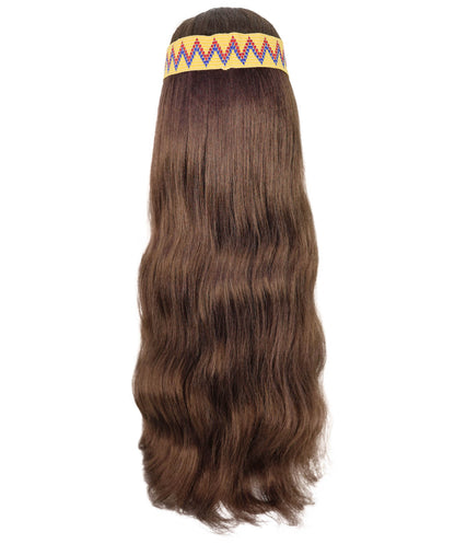 HPO Adult Female WIG Hippie Long with Headband – Boho Multiple Wigs Premium Breathable Capless Cap with Flame Retardant Synthetic Fiber Hair