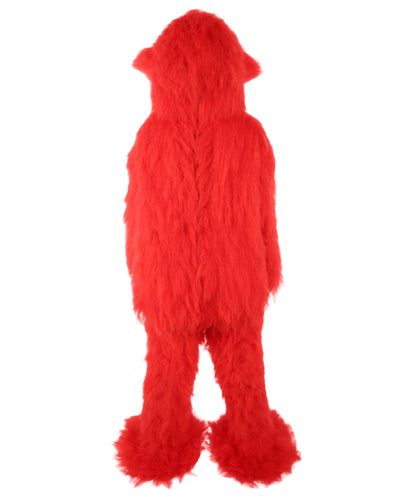 HPO Unisex Red Furry Monster Costume Set Full-Body Plush Cosplay Suit with Mask & Oversized Feet| Perfect for Halloween| Flame-retardant Synthetic Fabric