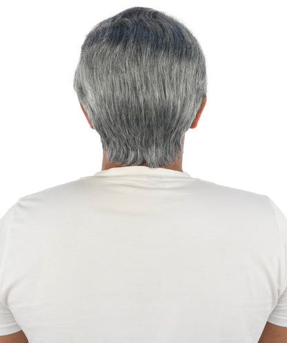 HPO Men's Vintage Showman Wig | Grey wavy swept back synthetic fibers with elegant volume and capless construction | Essential for theatrical stage drag performance costume events and party