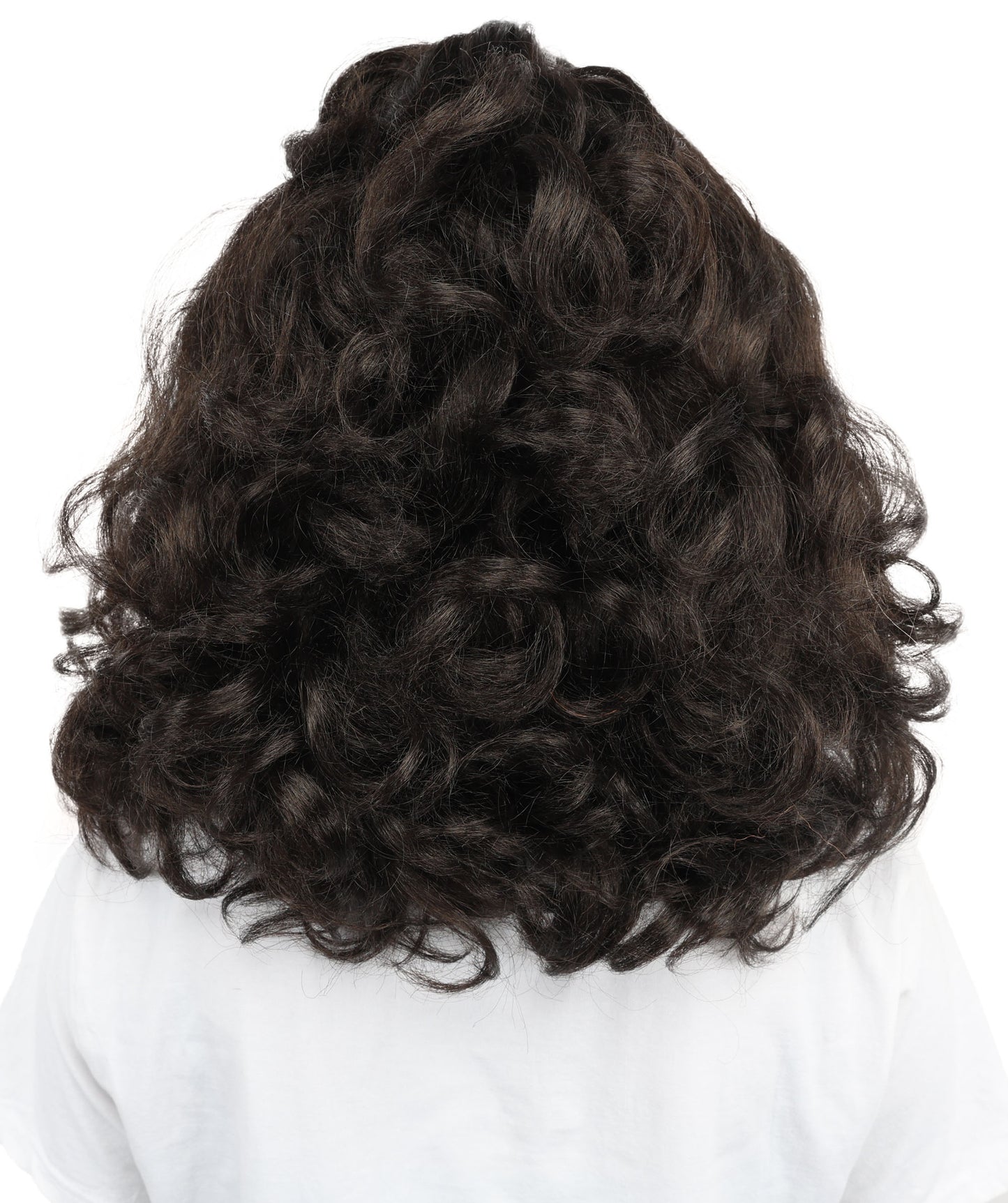 HPO Women's Wavy Dark Brown Curly Wig | Medium Length Textured Hair for  Fantasy Characters & Dress-Up | Cosplay Hairpiece Outfit for Party Looks, Themed Events