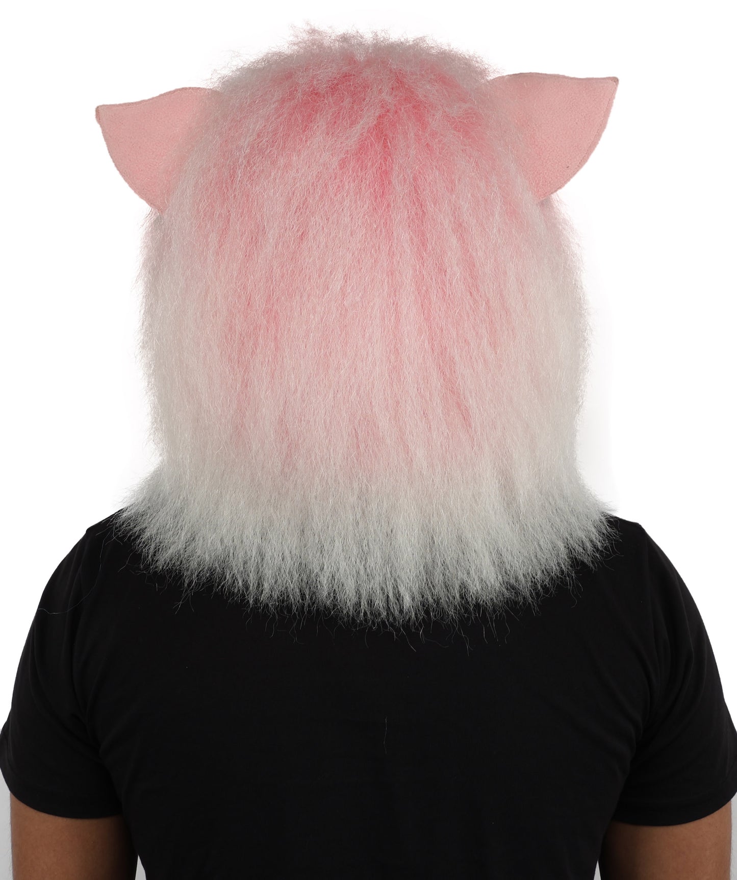 HPO Adult White & Pink Animal Fur Monster Bundle Costume & Mask Set – Full Body Suit with 13 Inch Head Mask for Adults | Funny Furry Pig-Inspired Outfit for Cosplay, Theatre & Halloween Party Events