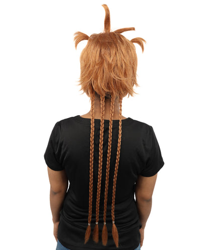 HPO Adult Women's Animal Ear Braided Wig | Multiple Color Options | Synthetic fiber, short bob with sculpted ears and long micro-braids, breathable base | Party, Halloween, theater, drag, performance, costume events
