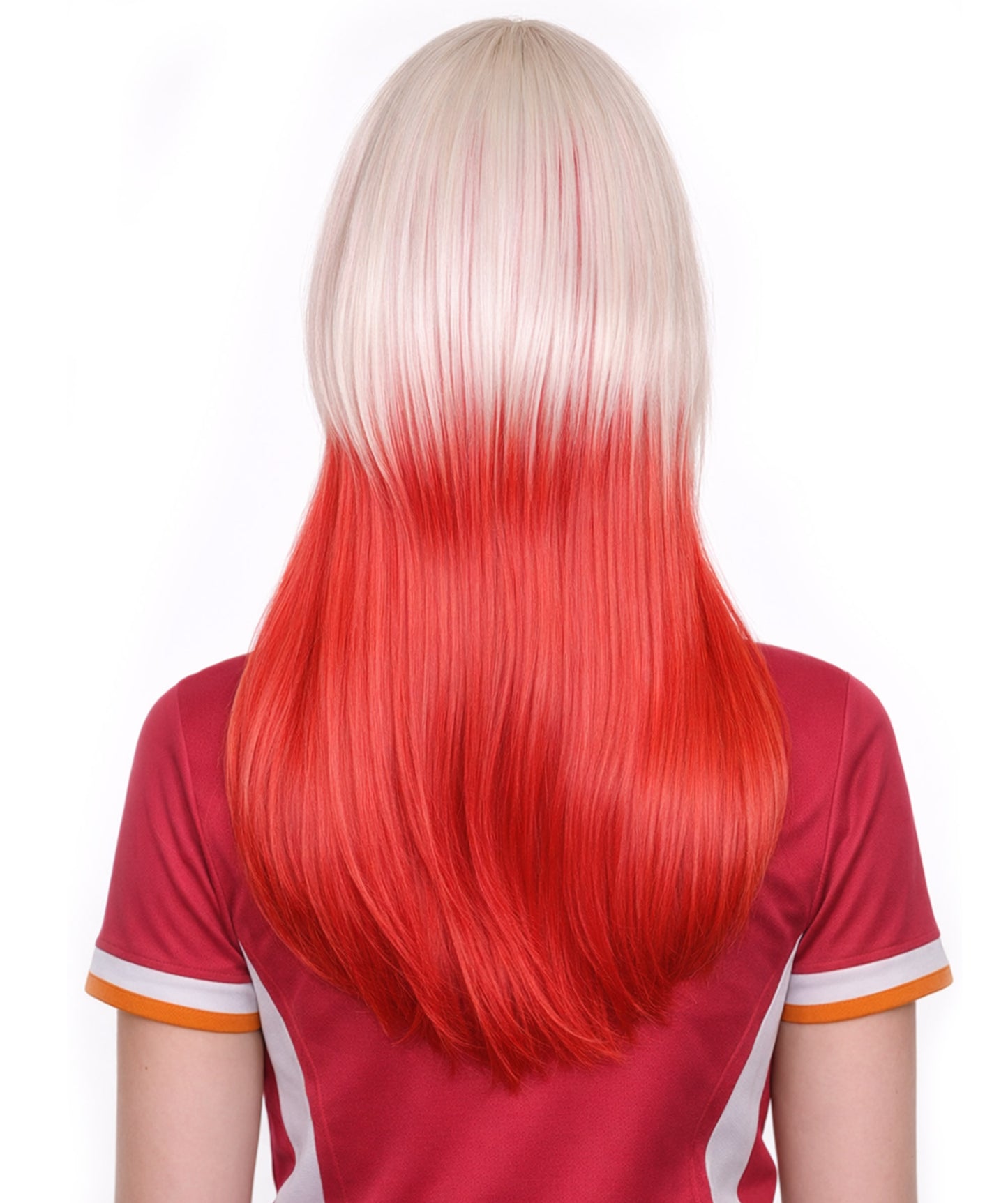 Poland Flag Sport Party Long Bob Wig | White Red National Pride Wig | Premium Breathable Capless Cap