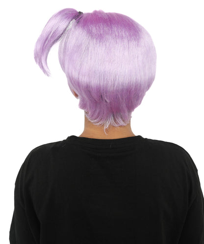 HPO Adult Women's Anime Trainer Character Wig | Vibrant hue multicolor options, create of synthetic fiber, short choppy bob with high side ponytail, breathable base | Cosplay, Halloween, theater, party, performance, costume events