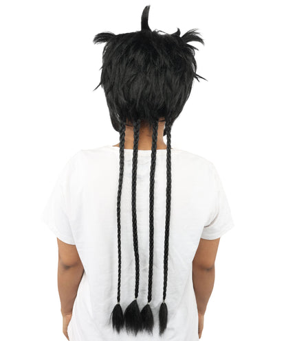 HPO Adult Women's Animal Ear Braided Wig | Multiple Color Options | Synthetic fiber, short bob with sculpted ears and long micro-braids, breathable base | Party, Halloween, theater, drag, performance, costume events
