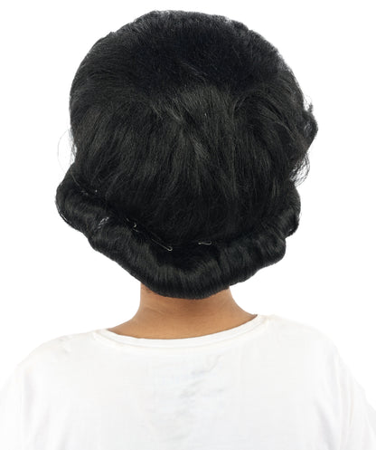 HPO Women's Voluminous Golden Blonde Grandma Wig | Medium Puffy Afro Style with Silver Texture, Synthetic Fiber & Adjustable Fit | Halloween, 100th Day of School, Theater & Funny Costume