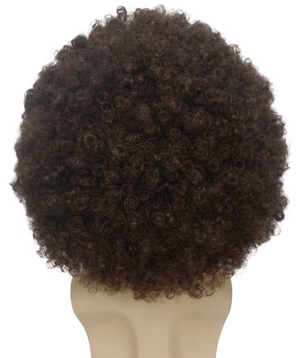 HPO Adult Unisex EG Brown Afro Wig – Classic Curly Wigs Themed Events, Perfect for 70s Disco, Halloween and Cosplay, Premium Breathable Capless Cap with Flame Retardant Synthetic Fiber Hair