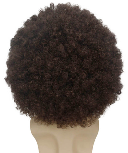 HPO Adult Unisex EG Brown Afro Wig – Classic Curly Wigs Themed Events, Perfect for 70s Disco, Halloween and Cosplay, Premium Breathable Capless Cap with Flame Retardant Synthetic Fiber Hair