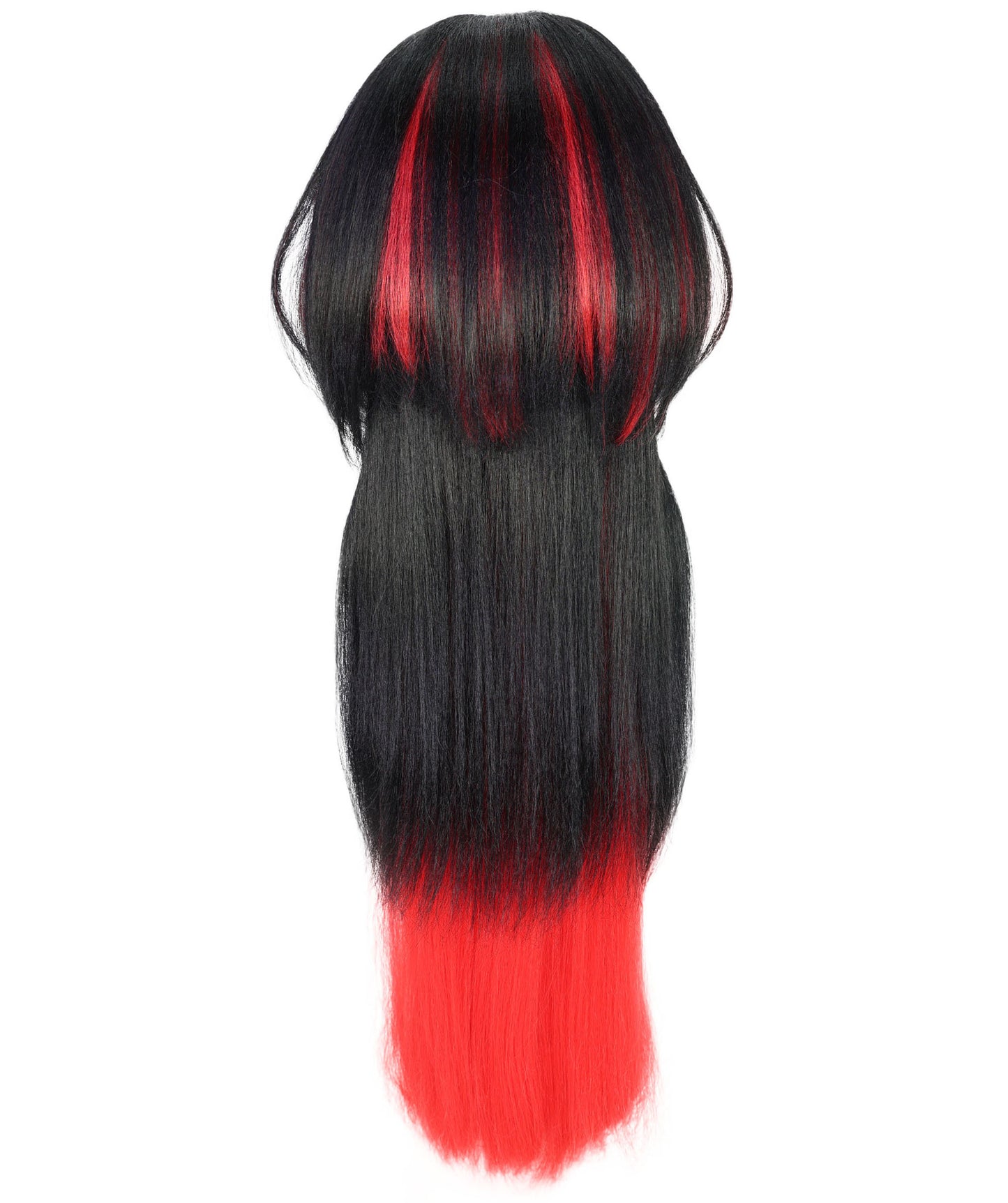 HPO Women's Jane Doe Black & Red Wig | Straight Synthetic Hair | Halloween Party, and Themed Event Accessory
