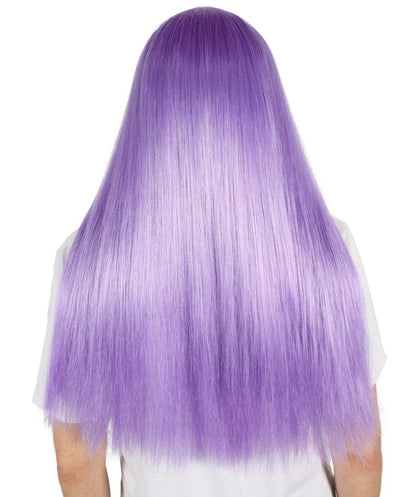 HPO Women's Vibrant Lavender Roleplay Purple Wig | Flame-resistant Synthetic Fiber with Capless Cap | Ideal for party, Halloween, cosplay, theater, drag, performance, costume events