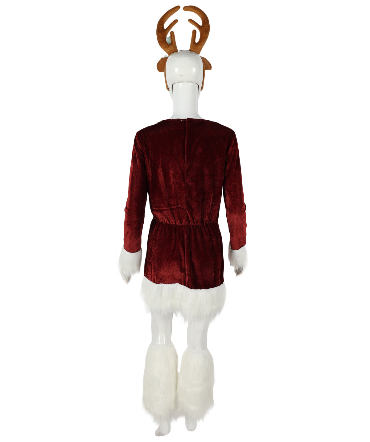 Adult Unisex Brown Reindeer Costume with Antlers and Tail | Plush Full Body Jumpsuit with White Belly | For Christmas, Holiday Parades, and Events