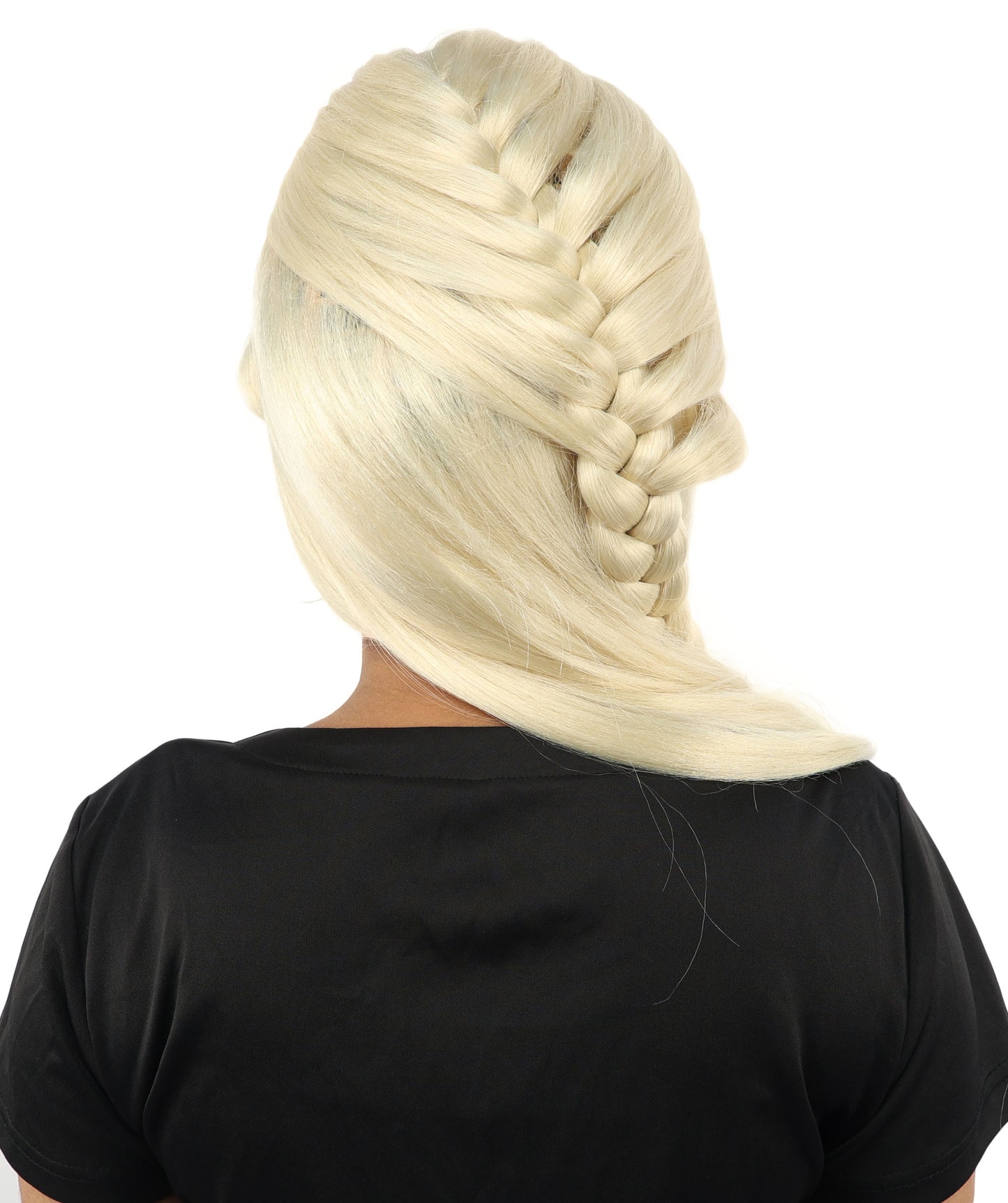 HPO Women's Braided Fantasy wig | Textured woven side plait, created of flame-retardant synthetic fiber, capless base | Theater, stage, costume events, drag