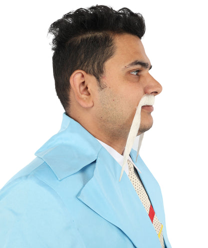 HPO Men's Synthetic Hair Long String Black Mustache Fancy Facial Hair Multiple Color Options