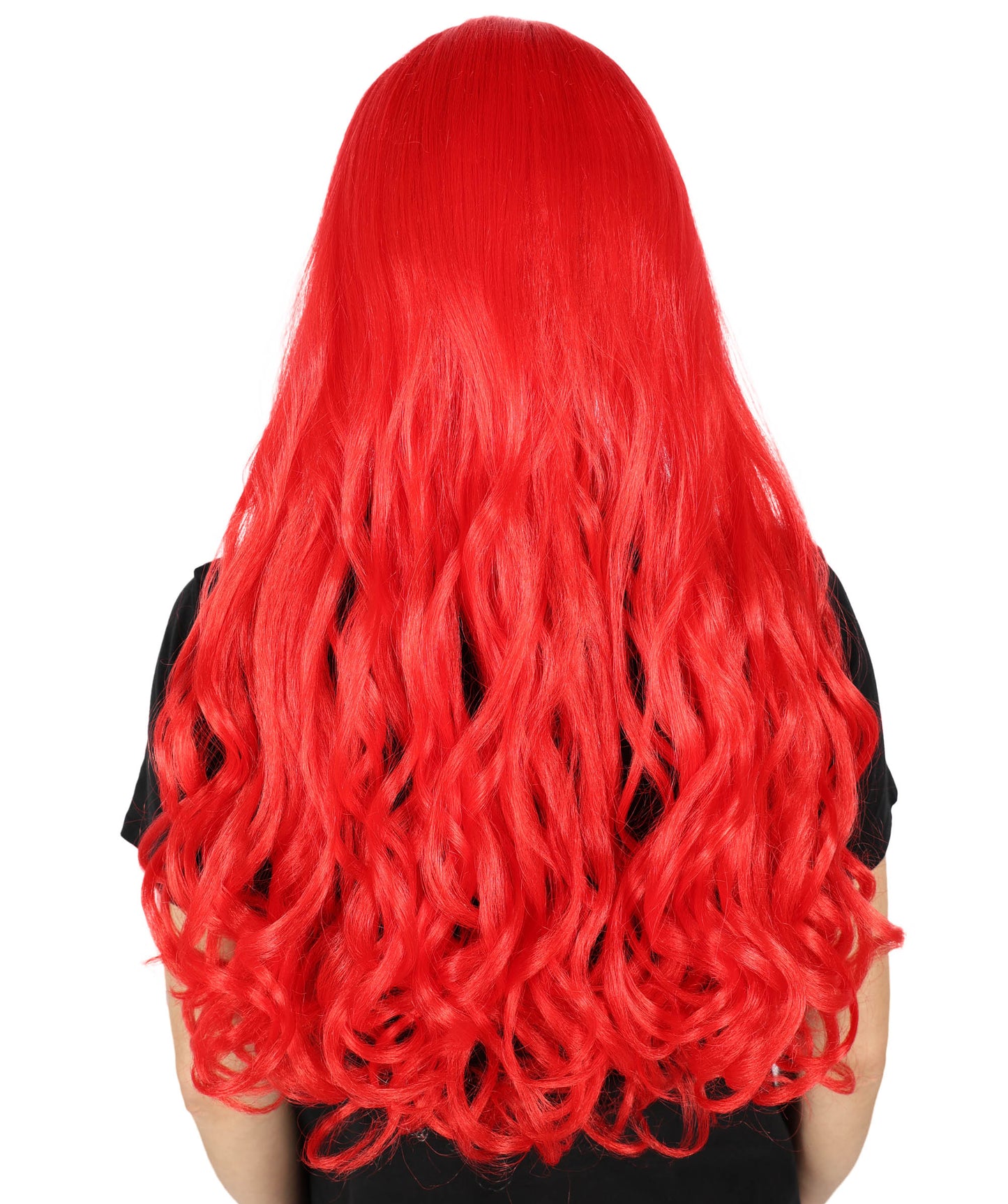 HPO Women's Multicolor Long Curly Wig with Fringe, Flame-retardant Synthetic Fiber