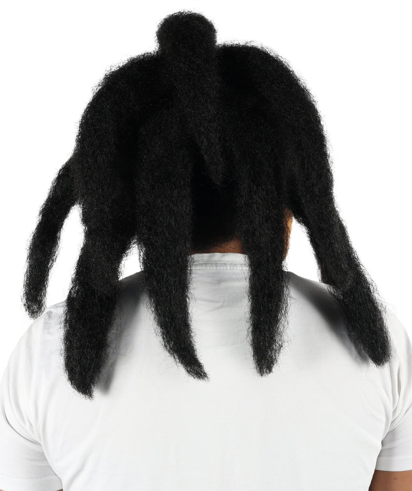 HPO Unisex Shoulder-Length Black and Brown Dreadlock Wig | Flame-retardant Synthetic Fiber | Lightweight Capless Design for Halloween and Party