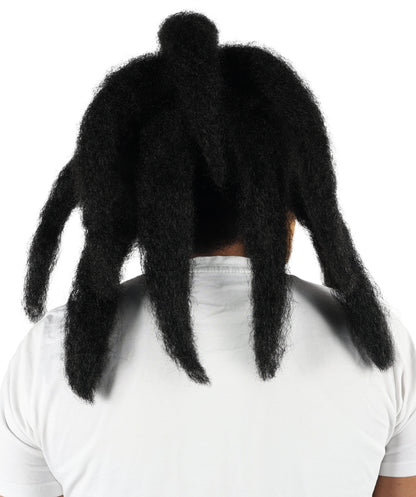 HPO Unisex Shoulder-Length Black and Brown Dreadlock Wig | Flame-retardant Synthetic Fiber | Lightweight Capless Design for Halloween and Party