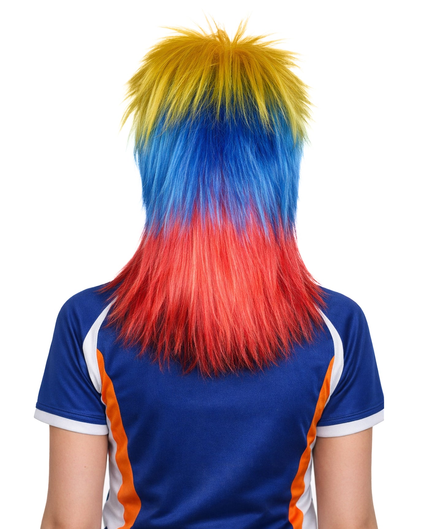 Colombia Flag Sports,80's Mullet Wig | Patriotic Character Halloween Wig | Premium Breathable Capless Cap