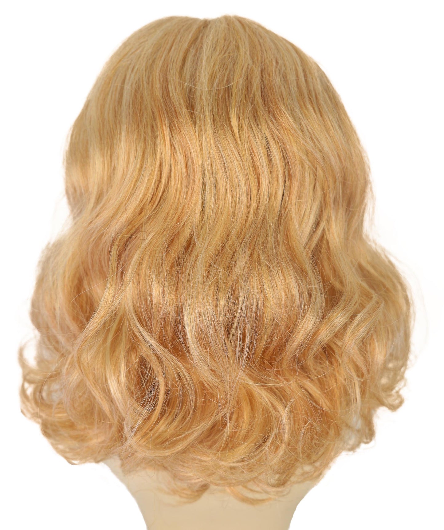 HPO Women’s Kylie Blonde Medium-Length Wavy Wig | Halloween and Cosplay Wig | Flame-retardant Synthetic Fiber